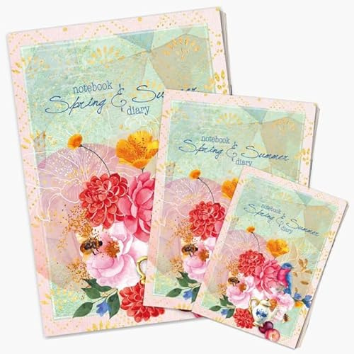 Daphne's Diary Notebook Set of 3 Spring & Summer | A set of 3 colorful, inspiring notebooks with lined paper in sizes A4, A5, and A6 | Perfect for your creative ideas, notes, and plans!
