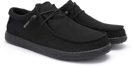 WALK IN PITAS | WP150 WALLABI Washed | Mocasines de Hombre | Náuticos Casual | Zapatillas de Verano | Zapatos de Hombre Casuales | Zapatos Pitas | Negro 42
