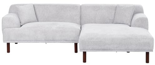 Ecksofa Stoff helles Grau Holzbeine 3-Sitzer wasserabweisend linksseitig Holt