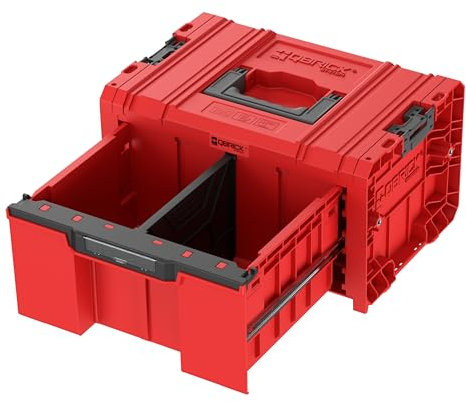 Qbrick - System PRO Drawer 1 Toolbox 2.0 BASIC RED ULTRA HD - Tool Box Made of Plastic with High Load Capacity - Drawer Organiser Storage for Work Accessories and More