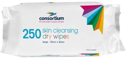 Dry Skin Cleansing Wipes – 250 Disposable, Lint-Free Large Wipes (26x20cm) – Soft & Absorbent for Baby Care, Incontinence, Personal Hygiene, Patient Use