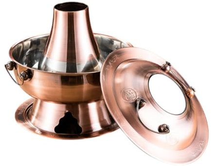 YLFFFZXK Kupfer-Hot Pot, Kochtopf, Stabiler, eleganter Chafing Dish aus Kupfer, traditionell chinesisch, für Partys, Catering, Picknicks, Zuhause, Gewerbe, Gold, 32 cm