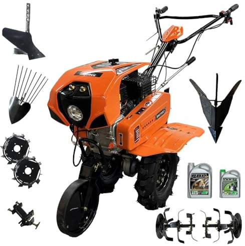 ZEUS FORCE Motoculteur à Essence Professionnel 212 CC - 7 CV avec Full kit et butoir