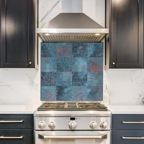 funlife Brushed Aluminum Self Adhesive Splashback for Kitchen, Moss Antiqued Copper 14.5X14.5CM 16PCS