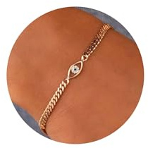 HANLI Gold Bracelets for Womens 14K Gold Plated Evil Eye Layered Simple Sparkle Twisted Chain Adjustable Diamond Bracelet Everyday Women Jewelry