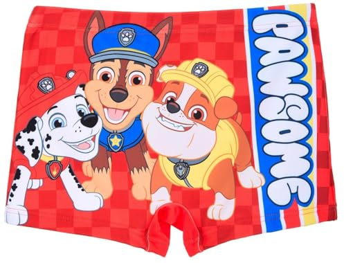 PAW PATROL Badehose Badehsort Jungen Chase Baden Größe 98-116 Schwimmhose (DE/NL/SE/PL, Numerisch, 116, Regular, Rot)