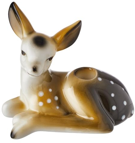 BUTLERS Kerzenhalter 15x13 cm Steingut REH - Enchanted Forest - | Farbe Braun - Stabkerzenhalter für Festtische & Kommoden - Kerzenständer für Sideboards - Waldtier-Figur für Advent