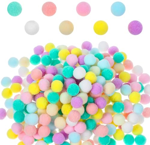 Larrel 200 Stück Bunte Pompons zum Basteln, 15mm Mini Pompons Bunt Pompoms Filzkugeln Klein Pom Pons zum Basteln DIY Kreativen Handwerk Dekorationen für Weihnachten Ostern Kinder