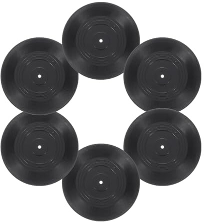 QUARKZMAN Kit de 6pcs Disques Vinyles Fausse, 4.3/11cm Décoration Vintage Rétro en PVC Fête Musique Décoratif, Album CD Ornement Mural Studio Maison Esthétique, Noir