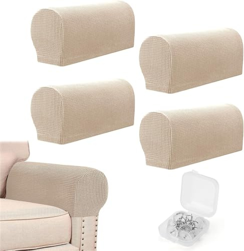 KQDRAVINE Armlehnen-Bezüge für Sessel, Sofa Armlehnenschutz für Sessel, Stretch Sesselbezüge für Armlehnen, rutschfeste Armlehnenbezüge für Stühle Sofa Couch, 4 Stück