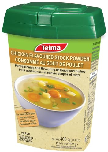 Telma Stock Powder 400g (2 Pack) - Perfect for Chicken Soup, Casseroles, Sauces, Gravies and More- Authentic Savoury Bone Broth Taste- Kosher Certified Chicken Powder Soup Mix