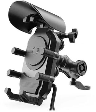 JBPIHZT Hockproof Motorcycle Phone Holder 15W Wireless Charger 18W USB 30W Type C Fast Charging Motorbike Bicycle Bike Scooter Stand(Charging Mirror)