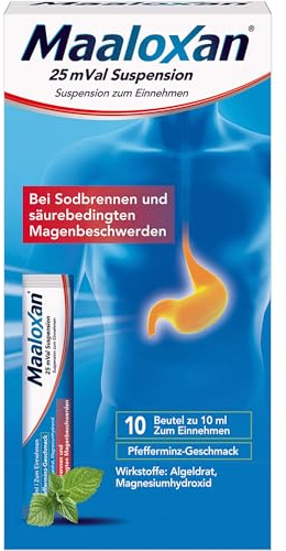 Maaloxan 25 mVal Suspension bei Sodbrennen Pfefferminz-Geschmack, 10 St. Lösung