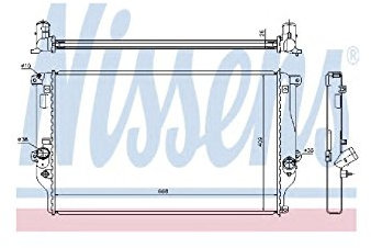 NISSENS Kühler Motorkühlung Kühler Wasserkühler Motorkühler Netzbreite 409mm Netzlänge 668mm Netztiefe 26mm 64677A