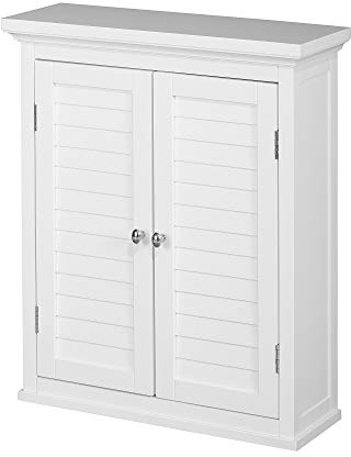 Teamson Home Placard de Salle de Bain Mural Armoire de Toilette Rangement Blanc Glancy ELG-583
