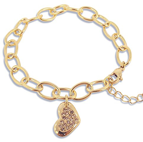 Nobel Bettelarmband Armband Herz mit Markenkristallen Gold SCHMUCK-1