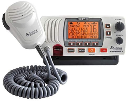 Cobra MR F77W GPS Fixed Mount VHF Marine Radio – 25 Watt VHF, Built-In GPS Receiver, Submersible, LCD Display, Noise Cancelling Mic, NOAA Weather, Signal Strength Meter, Scan Channels, White