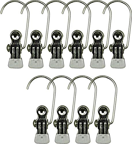 MAWA Metallklammern K 1, 10 Stück, Haushaltklemme mit Haken und mit Metall-Endschutzkappe, z. B. für Handschuhe, Sportartikel, 9,5 cm, Silber