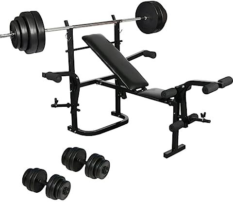 vidaXL Hantelbank Trainingsbank Kurzhantel Langhantel Set Kraftstation Fitness