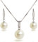 Schöner SD Schmuckset Perlen creme Anhänger Kette Ohrhänger Zirkonia 925 Silber