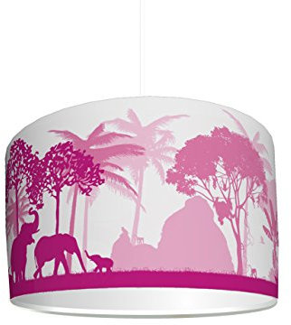 Kinderzimmer Lampenschirm Dschungel pink KL44 | kinderleicht eine Dschungel-Lampe erstellen | als Steh- oder Hängeleuchte/Deckenlampe | perfekt für Jungen & Mädchen | STIKKIPIX