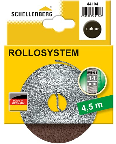 Schellenberg 44104 Cinta de persiana 4.5 m-Sistema MINI, marrón, 14 mm x 4,5 m