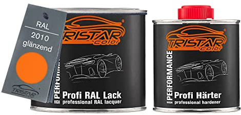 TRISTARcolor RAL 2010 Signalorange glänzend Lack Dose + Härter 0,75 L | 2K-Set aus Lack + Härter, schnelltrocknend