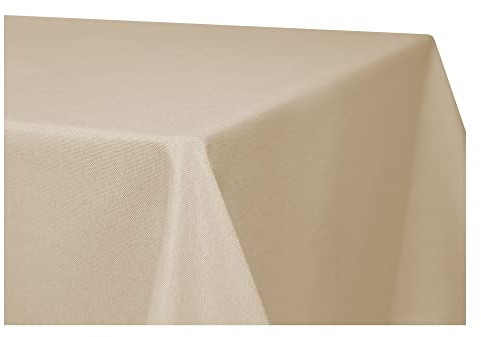 Tischdecke 110 x 110 cm quadratisch Ecru Leinenoptik Lotuseffekt Tischwäsche Wasserabweisend Tischtuch Fleckenabweisend Bügelfrei Abwischbar Waschbar Innen und Außen Perleffekt