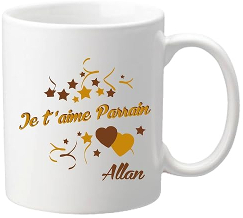 Gravure Events Mug Je t'aime Parrain (Cadeau Parrain Marraine Baptême)