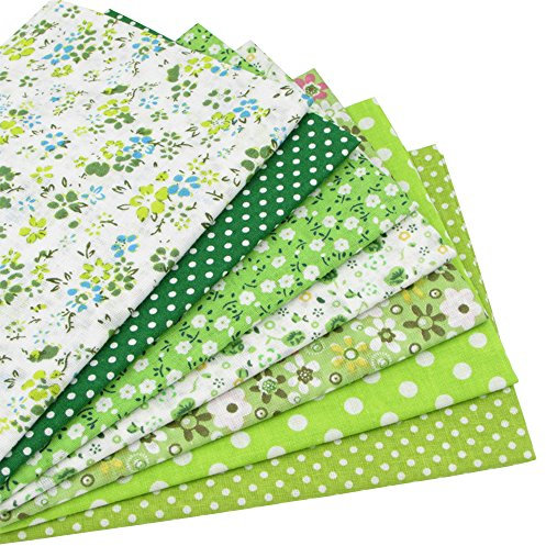7 Stueck 50 x 50cm Stoffpakete Patchwork Stoffe Baumwolle Tuch DIY Handgefertigte Nähen Quilten Stoff Baumwollgewebe Verschiedene Designs (Grün)
