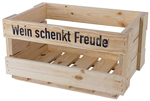 Vintage-Möbel24 GmbH Neue Weinkiste * Wein schenkt Freude * - Kiste Obstkiste Holzkiste Apfelkiste Dekokiste mit Aufschrift - helles Weinregal Weinlagerung 46x30,5x24cm