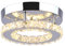 Dixun Contemporary Mini Crystal Chandelier Flush Led Crystal Ceiling Light Finish Chrome Crystal Pendant for Living Room Kitchen Office Bedroom Dining Room Island (Warm Round)