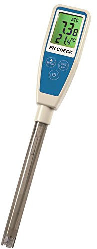 TFA Dostmann Check pH Messgerät ATC Wasserqualitätskontrolle, HOLD-Funktion, ph-Wert, Temperatur, inkl Behälter mit Aufbewahrungslösung für Elektrode, L 225 x B 35 x H 20 mm, silber