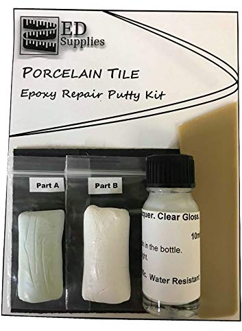 Floor & Wall Porcelain Tile Epoxy Repair Putty Kit - Repairs Chips, Cracks & Defects.. (Light Grey)