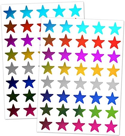 8 Farben, 1000 Stück, Sticker Sterne Aufkleber Bunt Glitzer - 15mm