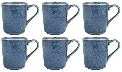 6x Becher, Tasse BLUE DUNES H. 10,5cm blau aus Steingut Ib Laursen