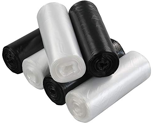 Ucake Lot de 6 Rouleaux de 150 Sacs Poubelle 30 l, Noir et Transparent