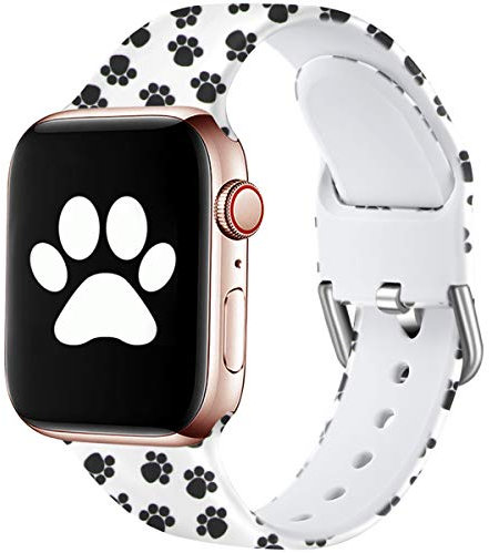 Wepro Replacement Strap Compatible with Apple Watch Strap 45mm 44mm 42mm 46mm 49mm, Pattern Printed Soft Silicone Wrist Bands for Apple Watch SE/Ultra/Ultra 2/iWatch Series 10/9/8/7/6/5/4/3/2/1, Paw