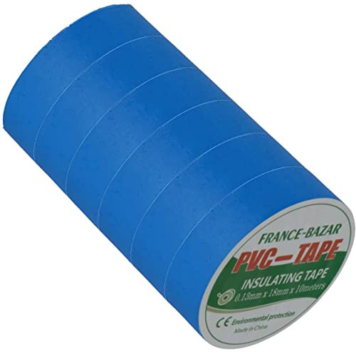 Ruban adhésif isolant électrique | Rouleau isolation thermique PVC pour réparation voiture, vélo, bricolage, gaine électricien, Chaterton Haute qualité | 10m x 18mm Couleur Bleu | Lot de 6 Rouleaux