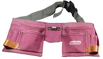missfixx Ceinture à outils en cuir rose - Compagnon robuste et pratique pour les bricoleurs