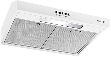 Concept OPP1250 - Campana extractora (50 cm, con iluminación LED y 3 niveles de potencia, 135 m³/h, 65 W, función de recirculación, 60 dB, 82 mm), color blanco