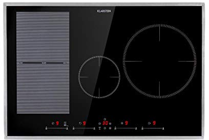 Klarstein Delicatessa Hybrid Induktionskochfeld, Glaskeramik Kochfeld, Induktionskochfeld mit 4 Platten, Einbau-Induktionskochfeld mit Touch-Display, Digitalanzeige und Timer, Schnelles Aufheizen