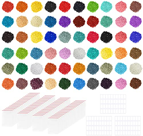 HANDI STITCH Diamond Painting Steine (60.000er Pack) - 60 Farben/1000 St. per Farbe - Diamond Painting Steine nachkaufen - Diamond Painting Steine rund - Glitzersteine