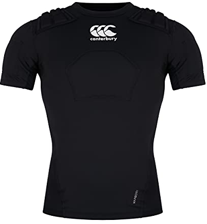 Canterbury Adult Unisex Pro Protection Rugby Vest | Protect Chest & Shoulders | Breathable | Lightweight and Flexible Protective Vest, Black/Whte/Silver, S