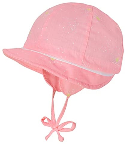 maximo Babymütze mit Schirm, Ohrenausarbeitung, z. binden in Pink mit goldenen Krönchen 000100 (45, numeric_45)