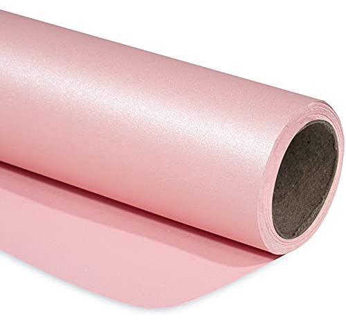 RUSPEPA Papier D'Emballage Rose Mat - Mini Rouleau - Couleur Unie Nacrée - Papier Lustré Parfait Pour Mariage, Anniversaire, Noël, Baby Shower - 43.2 cm X 10 m