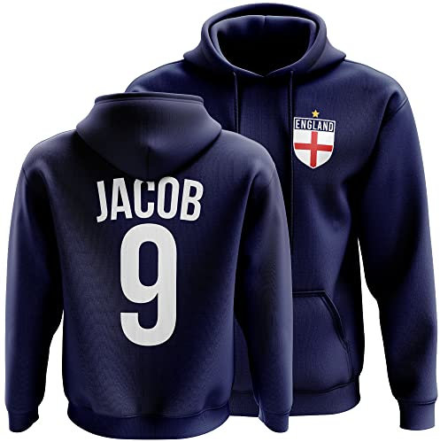 England Hoodys for Men - England Flag Badge Custom Name and Number Hoodie - Football Personalised Retro Europe Summer 2022 Footy Gifts for Him - Unique Cup Footie Hood, Navy, S