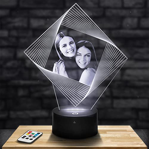 Lampephoto.fr Lampe Photo Personnalisée Ambiance Tamisée, Texte et Photo Personnalisable par Gravure Laser, Lampe Réglable avec Télécommande Ambiance Romantique Lumière Ambiance Cocooning Multicolore
