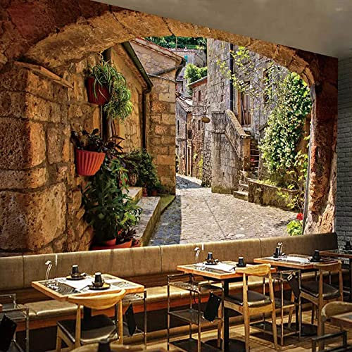 Custom 3D Wallpaper Murals Town Street View Photo Wall Paper Kitchen Living Room Restaurant Home Decoration Painting,200cmX140cm(78.7 by 55.1 in)