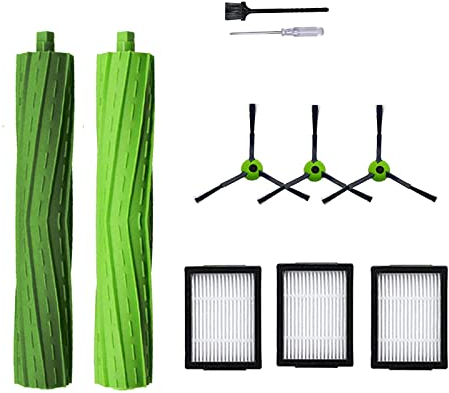 Rumba - Accesorios de repuesto para aspiradora iRobot Roomba j Series i7 j7 i6 i8 i3 i4 i1 e5 e6 I E Series incluye 1 cepillo de rodillo y 3 filtros de filtro, cepillo lateral